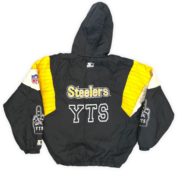 REWORKED! Vintage STEELERS pullover STARTER… YTS